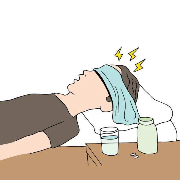 A letto con mal di testa — Vettoriale Stock