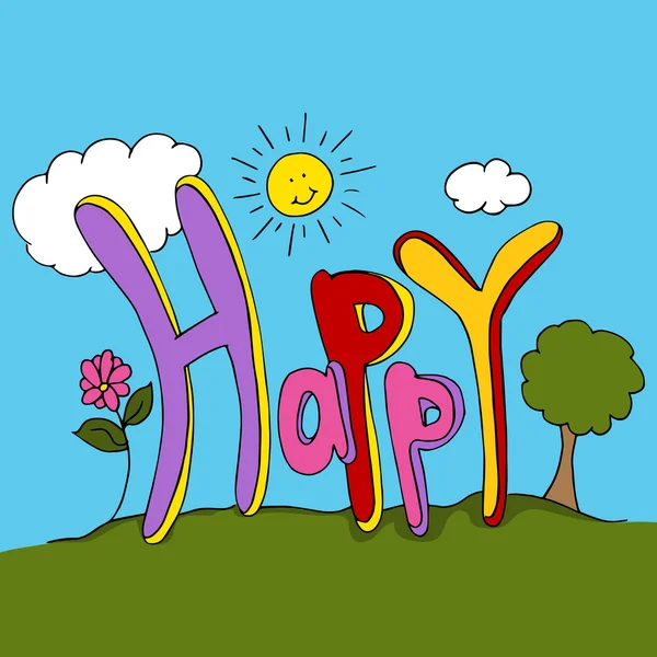 Happy Text — Stock Vector