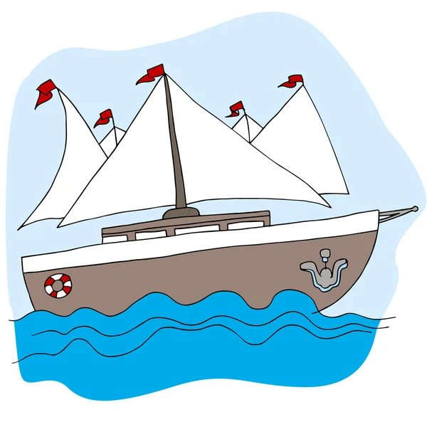 Velero en el océano — Vector de stock