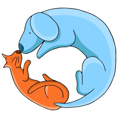 Kedi ve köpek Cirlce içinde