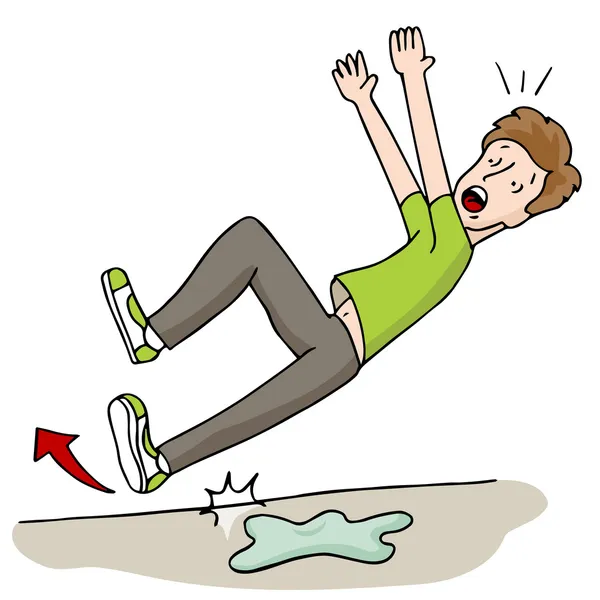 Homme glissant sur mouillé foor — Image vectorielle