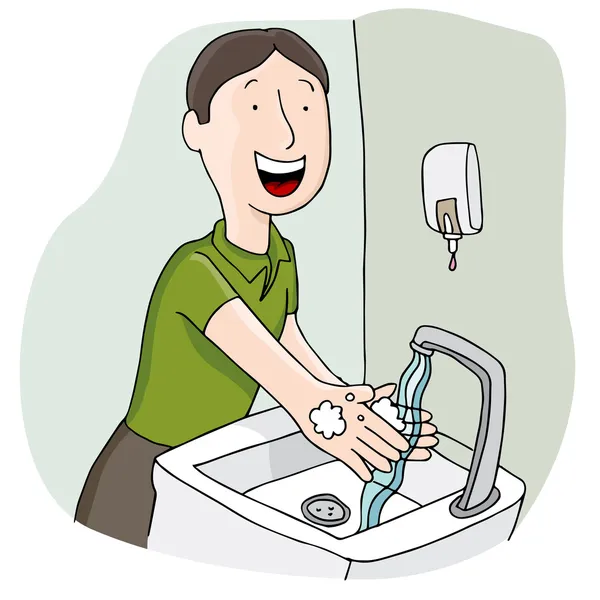 Man Washing His Hands — Stock Vector