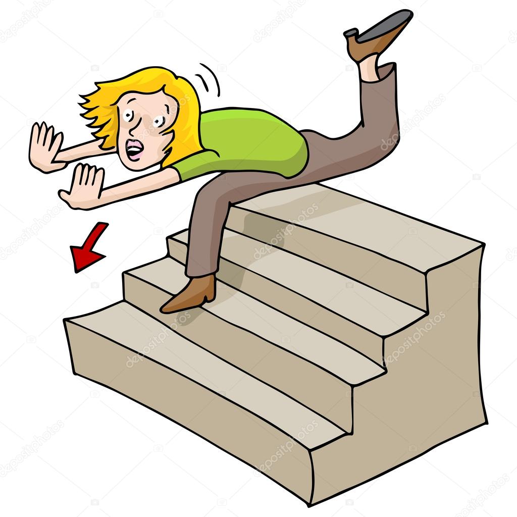 Woman Falling Down Stairs