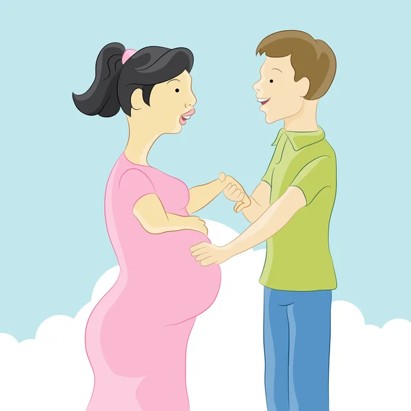 Περιμένοντας το μωρό της οικογένειας — Διανυσματικό Αρχείο