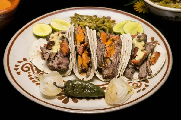 Mexická arrachera hovězího masa tacos Stock Snímky