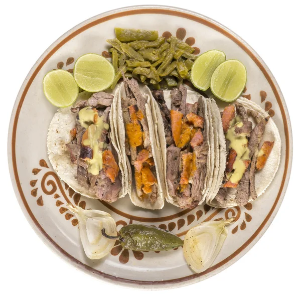 Mexická arrachera hovězího masa tacos. zblízka Stock Snímky