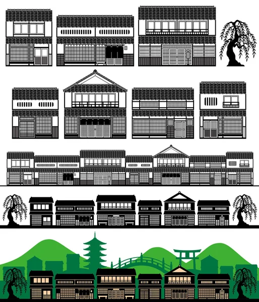 Traditionelle japanische Häuser — Stockvektor