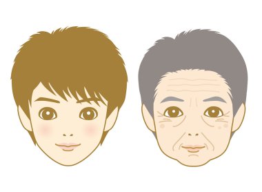 Young man and aged man clipart