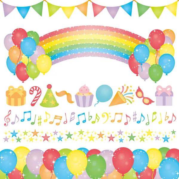 doğum günü partisi öğeleri kümesi.