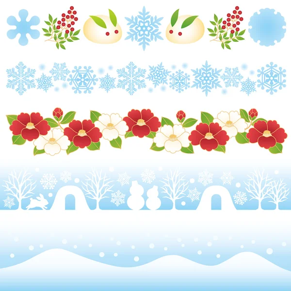 Japanese winter illustrations. — Stock Vector