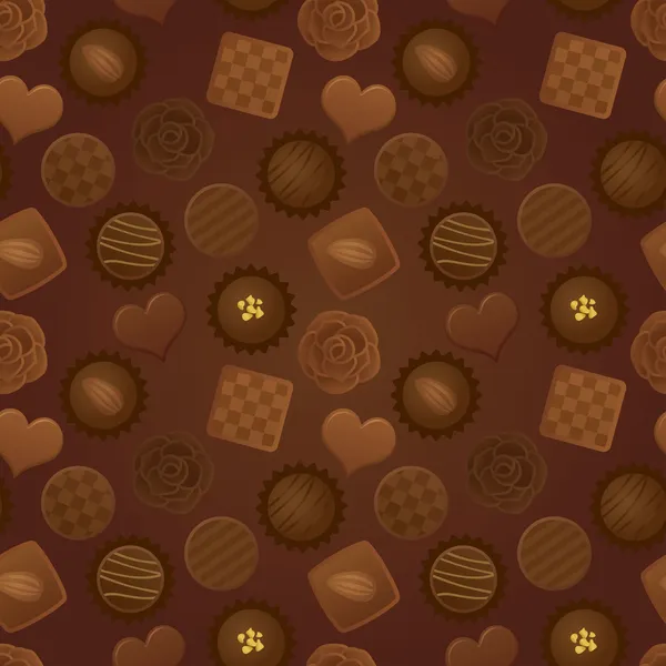 Patrón del Día de San Valentín con varios chocolates . — Archivo Imágenes Vectoriales