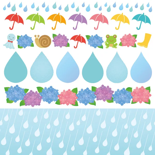 Conjunto de ilustraciones de días lluviosos . — Archivo Imágenes Vectoriales