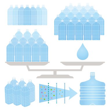 Rows of water bottles. clipart