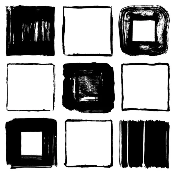Brush stroke squares. handwritten squares. — Stock Vector