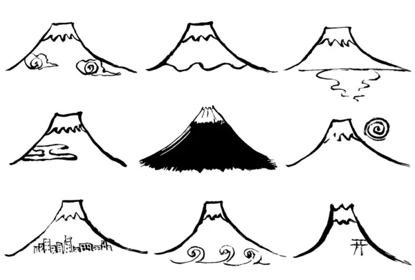 Mt. Fuji. handwritten brush stroke. — Stock Vector