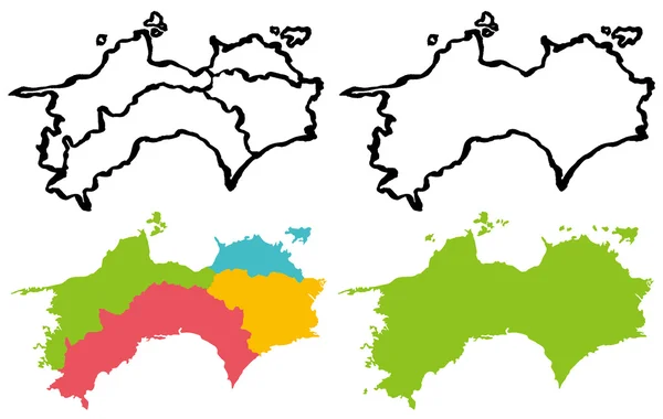 Mapa de Shikoku . — Archivo Imágenes Vectoriales