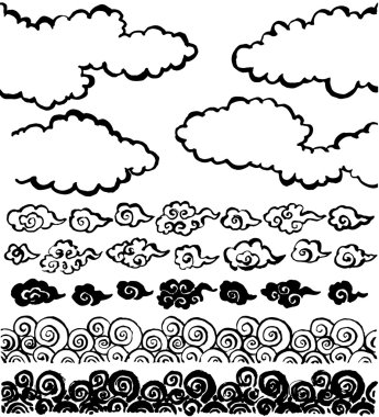 Chinese cloud. handwritten brush stroke illustrations. clipart