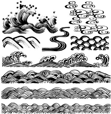 fırça konturu dalgalar.
