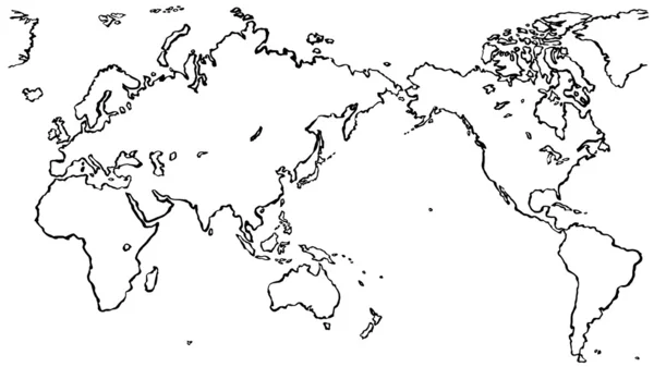 Mapa do mundo. linha de pincel . —  Vetores de Stock