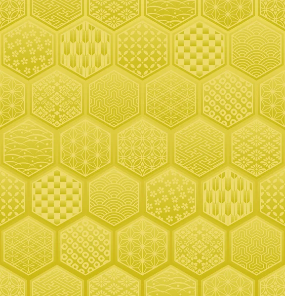 Modèle sans couture hexagonal avec design traditionnel japonais . — Image vectorielle