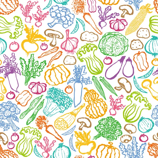 Hand-drawn vegetables background. — Stock Vector