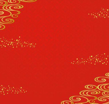 Japon kırmızı arka plan ile altın tozu ve nehir.