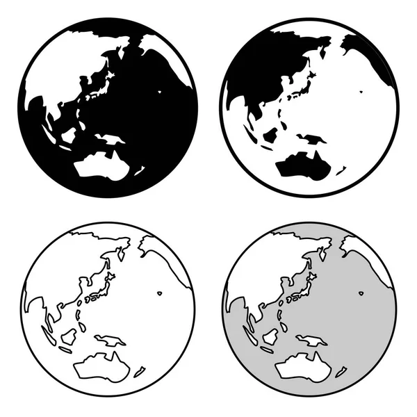 Globe Earth Icon Black White Planet Solar System — Stock Vector