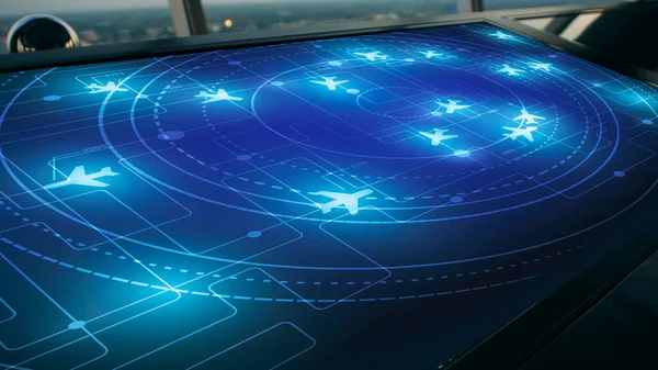 Simulační Obrazovka Zobrazující Různé Lety Pro Dopravu Cestující — Stock fotografie