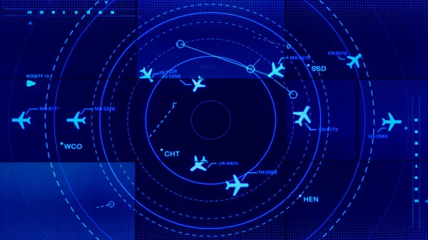 Pantalla Simulación Que Muestra Varios Vuelos Para Transporte Pasajeros — Foto de Stock