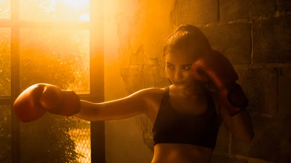 Young Asian Women Wearing Boxing Gloves — Stock Photo, Image