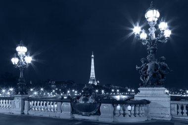 The bridge of Alexander III and Eiffel Tower in the background.