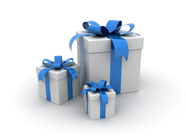 Gift - three blue gift boxes — Stock Photo, Image