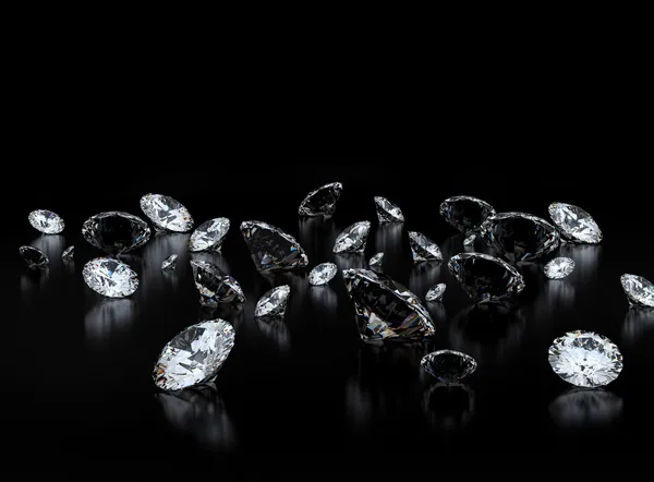 Diamantes em fundo preto — Fotografia de Stock