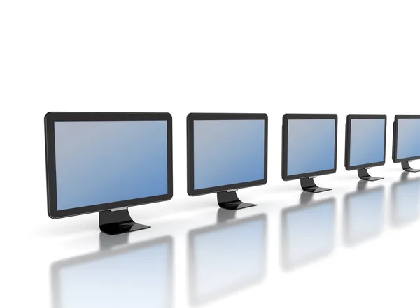 Multiple monitors on a row. — Stock Photo, Image