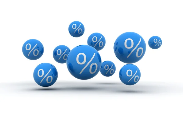 Blue spheres with percent sign — Stock Photo, Image