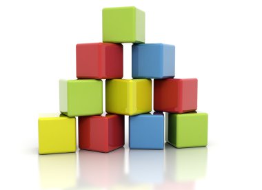 Colorful building blocks stacked as pyramid clipart
