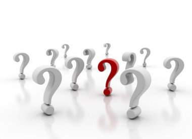 Single red question mark standing out clipart