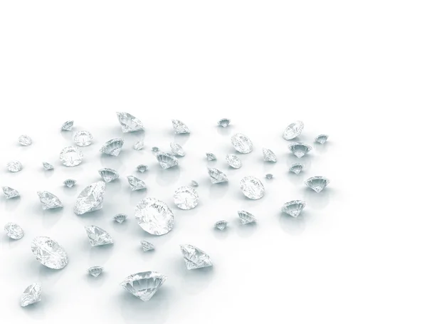 Diamonds on white background — Stock Photo, Image