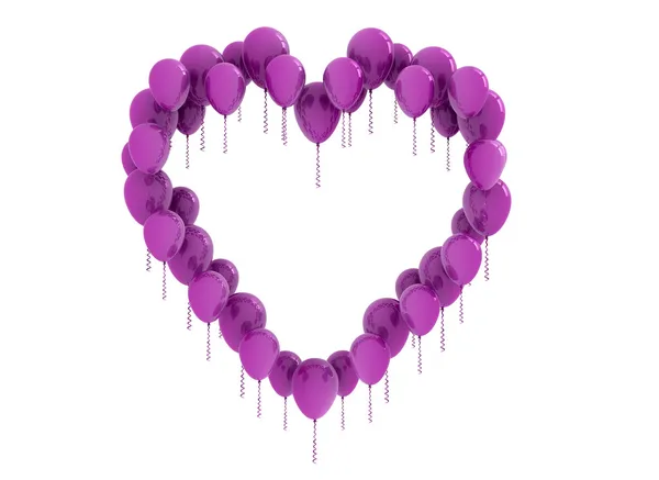 紫色气球的心形 — 图库照片