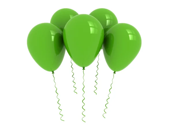 Ballonnen groene geïsoleerd op witte achtergrond — Stockfoto