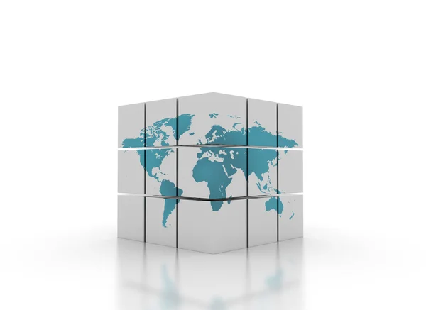 세계 지도 함께 큐브 — 스톡 사진