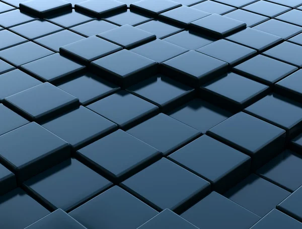 Cubos azuis metálicos escuros 3D — Fotografia de Stock