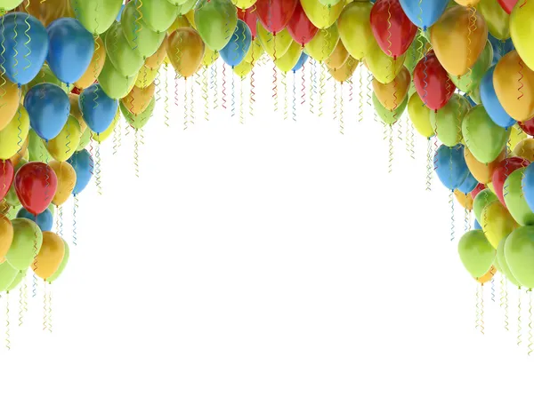 Globos coloridos de fiesta de cumpleaños aislados sobre fondo blanco — Foto de Stock