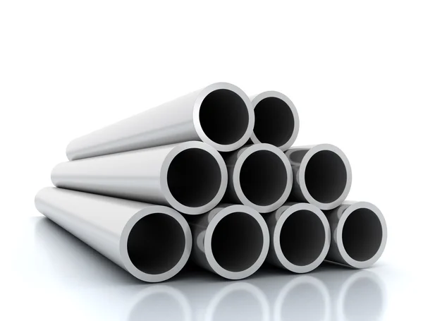 Steel tubes on white background — Stock Photo, Image