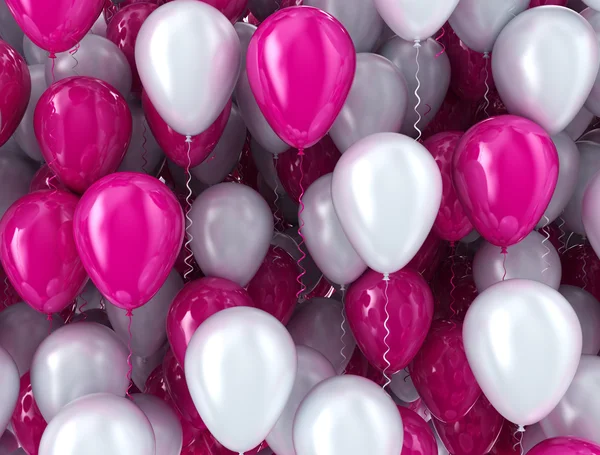 Ballonnen roze en witte achtergrond — Stockfoto