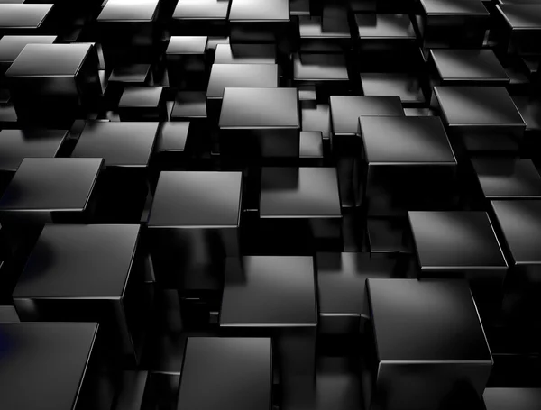 Schwarzer metallischer 3D-Würfel Hintergrund — Stockfoto