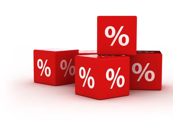 Percent symbol on 3d cubes — Stock Photo, Image