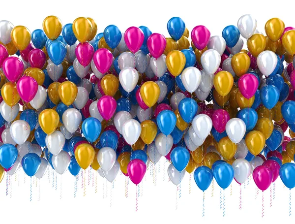 Ballons multicolores isolés sur blanc — Photo