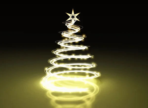 Golden abstract christmas tree illustration — Stock Photo, Image