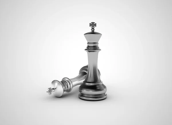 Silver chess kings success concept illustration — Stock Photo, Image